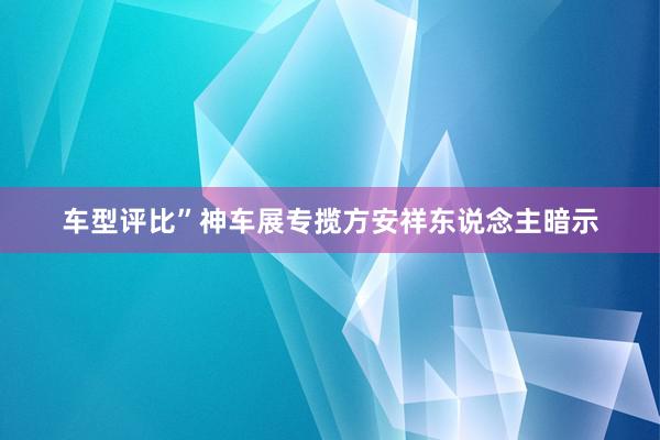 车型评比”神车展专揽方安祥东说念主暗示