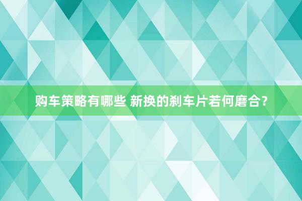 购车策略有哪些 新换的刹车片若何磨合？