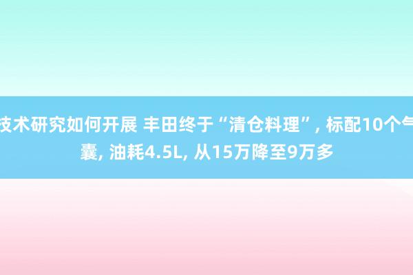 技术研究如何开展 丰田终于“清仓料理”, 标配10个气囊, 油耗4.5L, 从15万降至9万多