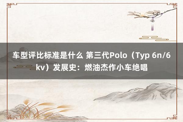 车型评比标准是什么 第三代Polo（Typ 6n/6kv）发展史：燃油杰作小车绝唱