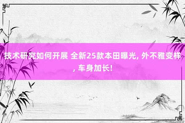 技术研究如何开展 全新25款本田曝光, 外不雅变样, 车身加长!