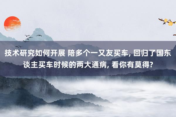 技术研究如何开展 陪多个一又友买车, 回归了国东谈主买车时候的两大通病, 看你有莫得?