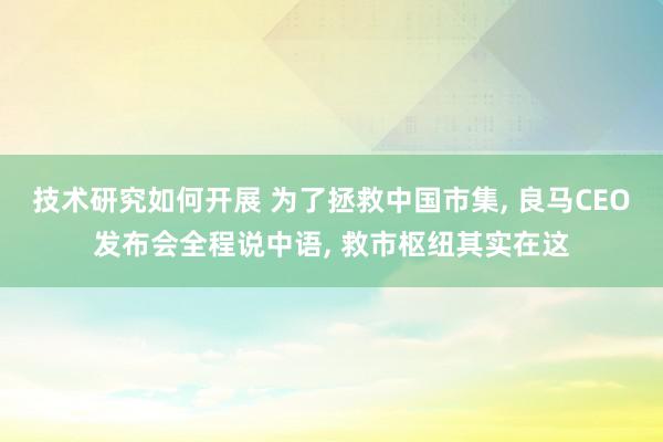 技术研究如何开展 为了拯救中国市集, 良马CEO发布会全程说中语, 救市枢纽其实在这