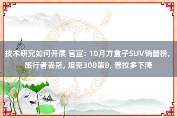 技术研究如何开展 官宣: 10月方盒子SUV销量榜, 旅行者丢冠, 坦克300第8, 普拉多下降