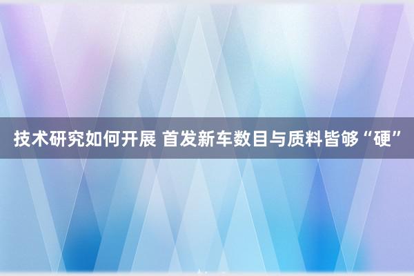 技术研究如何开展 首发新车数目与质料皆够“硬”