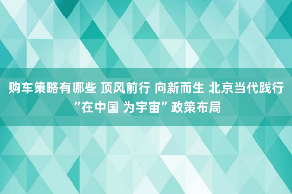 购车策略有哪些 顶风前行 向新而生 北京当代践行“在中国 为宇宙”政策布局