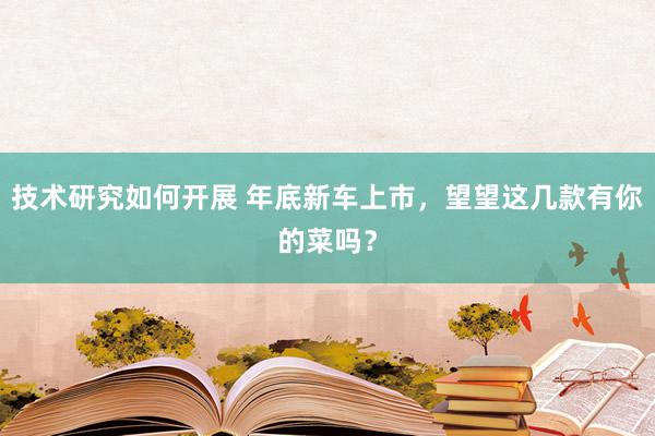 技术研究如何开展 年底新车上市，望望这几款有你的菜吗？