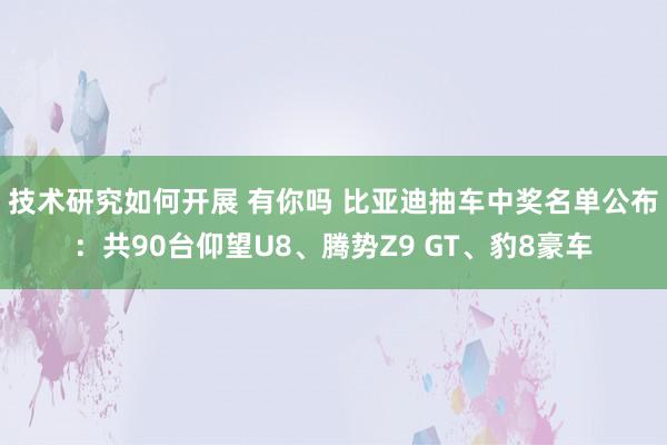 技术研究如何开展 有你吗 比亚迪抽车中奖名单公布：共90台仰望U8、腾势Z9 GT、豹8豪车