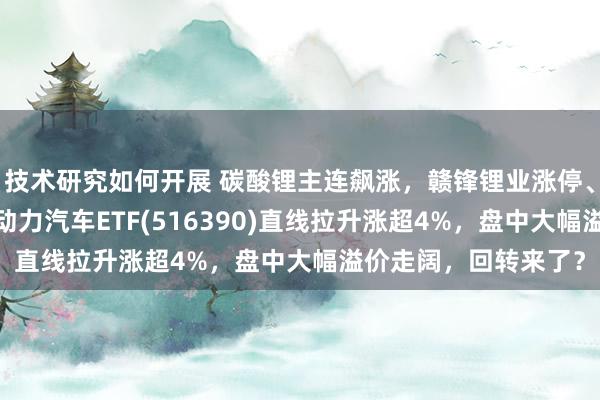 技术研究如何开展 碳酸锂主连飙涨，赣锋锂业涨停、宁德时期涨3%，新动力汽车ETF(516390)直线拉升涨超4%，盘中大幅溢价走阔，回转来了？