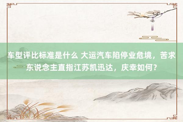 车型评比标准是什么 大运汽车陷停业危境，苦求东说念主直指江苏凯迅达，庆幸如何？