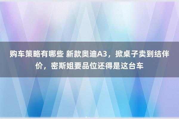 购车策略有哪些 新款奥迪A3，掀桌子卖到结伴价，密斯姐要品位还得是这台车