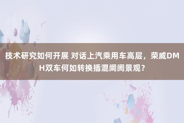 技术研究如何开展 对话上汽乘用车高层，荣威DMH双车何如转换插混阛阓景观？