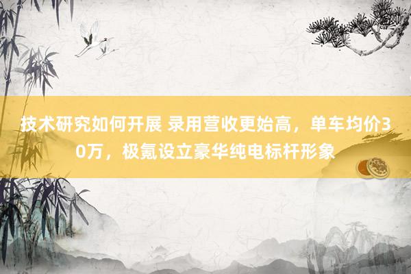 技术研究如何开展 录用营收更始高，单车均价30万，极氪设立豪华纯电标杆形象