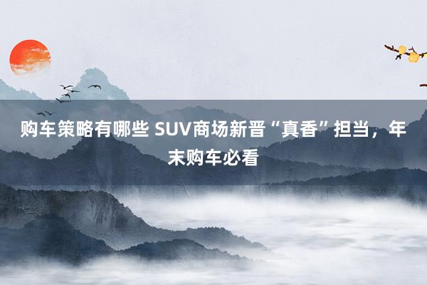 购车策略有哪些 SUV商场新晋“真香”担当，年末购车必看