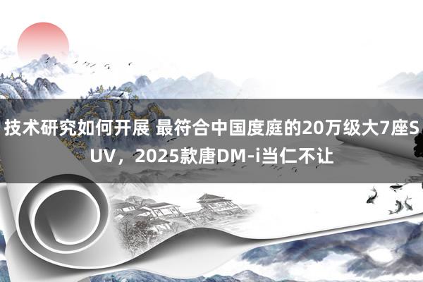 技术研究如何开展 最符合中国度庭的20万级大7座SUV，2025款唐DM-i当仁不让