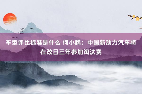 车型评比标准是什么 何小鹏：中国新动力汽车将在改日三年参加淘汰赛