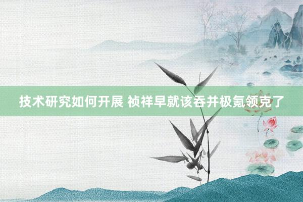 技术研究如何开展 祯祥早就该吞并极氪领克了