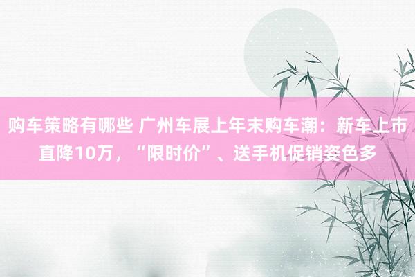 购车策略有哪些 广州车展上年末购车潮：新车上市直降10万，“限时价”、送手机促销姿色多