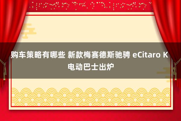 购车策略有哪些 新款梅赛德斯驰骋 eCitaro K 电动巴士出炉