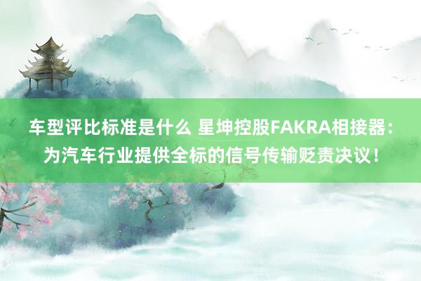 车型评比标准是什么 星坤控股FAKRA相接器：为汽车行业提供全标的信号传输贬责决议！