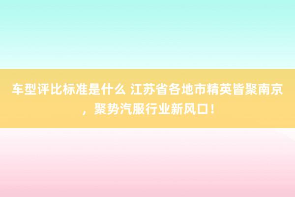 车型评比标准是什么 江苏省各地市精英皆聚南京，聚势汽服行业新风口！