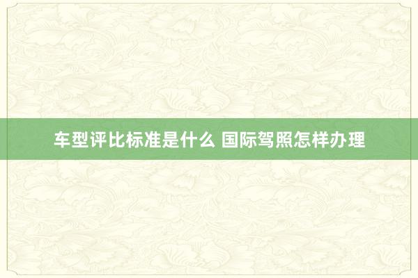 车型评比标准是什么 国际驾照怎样办理