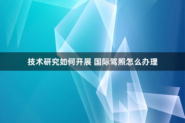 技术研究如何开展 国际驾照怎么办理