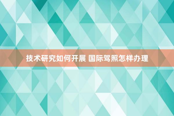 技术研究如何开展 国际驾照怎样办理