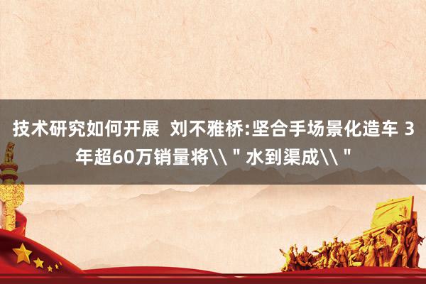 技术研究如何开展  刘不雅桥:坚合手场景化造车 3年超60万销量将\＂水到渠成\＂