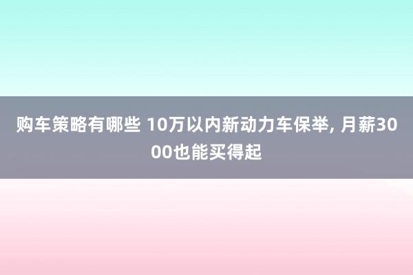 购车策略有哪些 10万以内新动力车保举, 月薪3000也能买得起