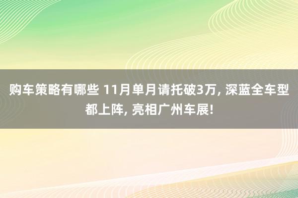 购车策略有哪些 11月单月请托破3万, 深蓝全车型都上阵, 亮相广州车展!