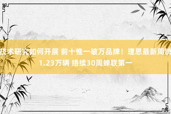 技术研究如何开展 前十惟一破万品牌！理思最新周销1.23万辆 络续30周蝉联第一