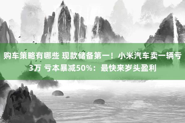 购车策略有哪些 现款储备第一！小米汽车卖一辆亏3万 亏本暴减50%：最快来岁头盈利