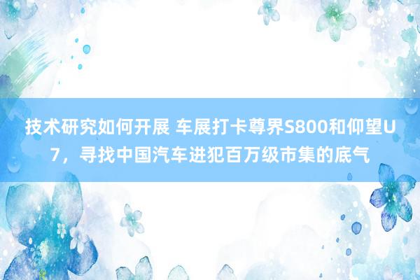 技术研究如何开展 车展打卡尊界S800和仰望U7，寻找中国汽车进犯百万级市集的底气