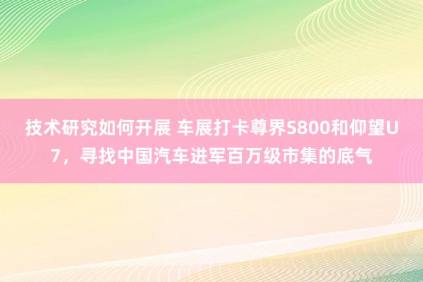 技术研究如何开展 车展打卡尊界S800和仰望U7，寻找中国汽车进军百万级市集的底气