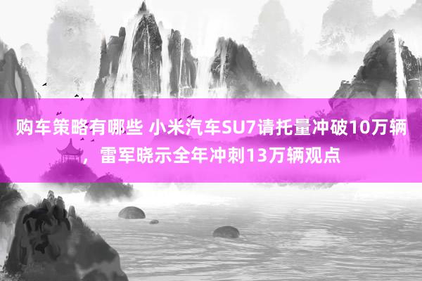 购车策略有哪些 小米汽车SU7请托量冲破10万辆，雷军晓示全年冲刺13万辆观点