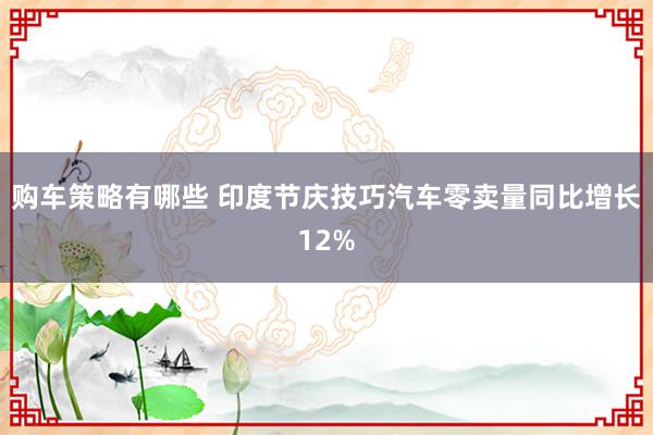 购车策略有哪些 印度节庆技巧汽车零卖量同比增长12%