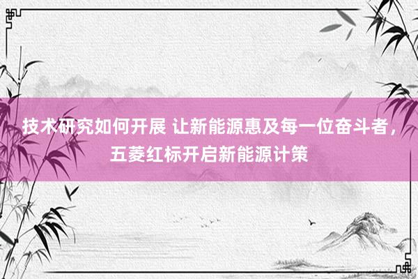 技术研究如何开展 让新能源惠及每一位奋斗者，五菱红标开启新能源计策