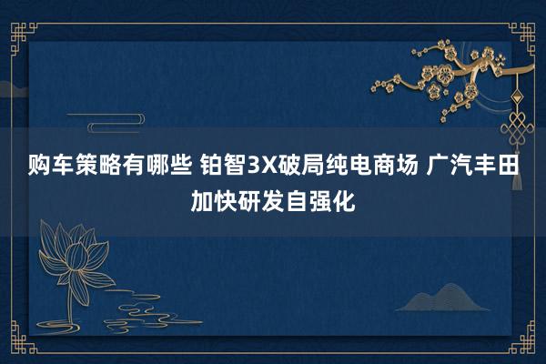 购车策略有哪些 铂智3X破局纯电商场 广汽丰田加快研发自强化