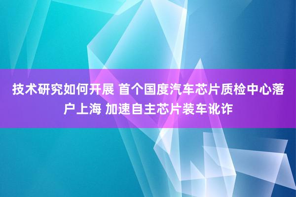 技术研究如何开展 首个国度汽车芯片质检中心落户上海 加速自主芯片装车讹诈