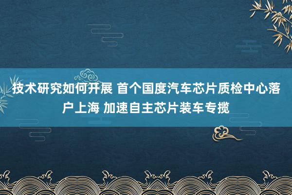 技术研究如何开展 首个国度汽车芯片质检中心落户上海 加速自主芯片装车专揽