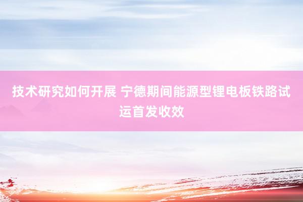 技术研究如何开展 宁德期间能源型锂电板铁路试运首发收效