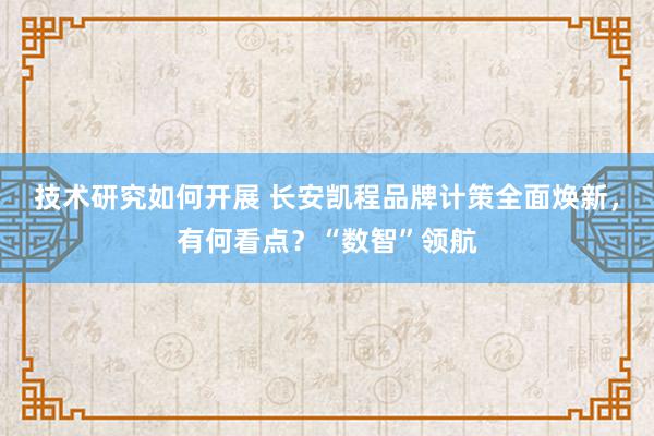 技术研究如何开展 长安凯程品牌计策全面焕新，有何看点？“数智”领航