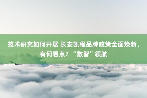 技术研究如何开展 长安凯程品牌政策全面焕新，有何看点？“数智”领航