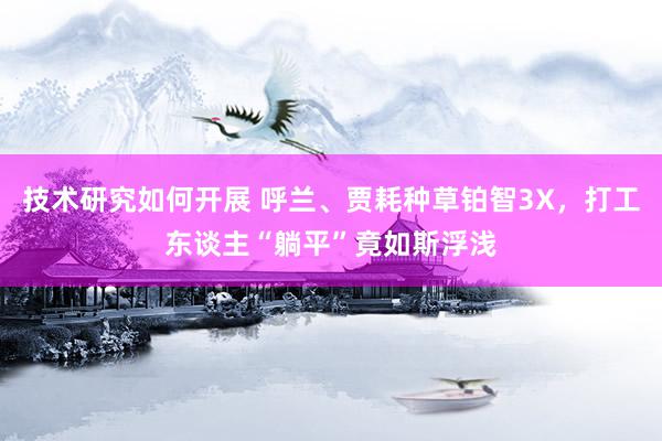 技术研究如何开展 呼兰、贾耗种草铂智3X，打工东谈主“躺平”竟如斯浮浅