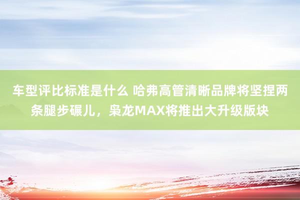 车型评比标准是什么 哈弗高管清晰品牌将坚捏两条腿步碾儿，枭龙MAX将推出大升级版块